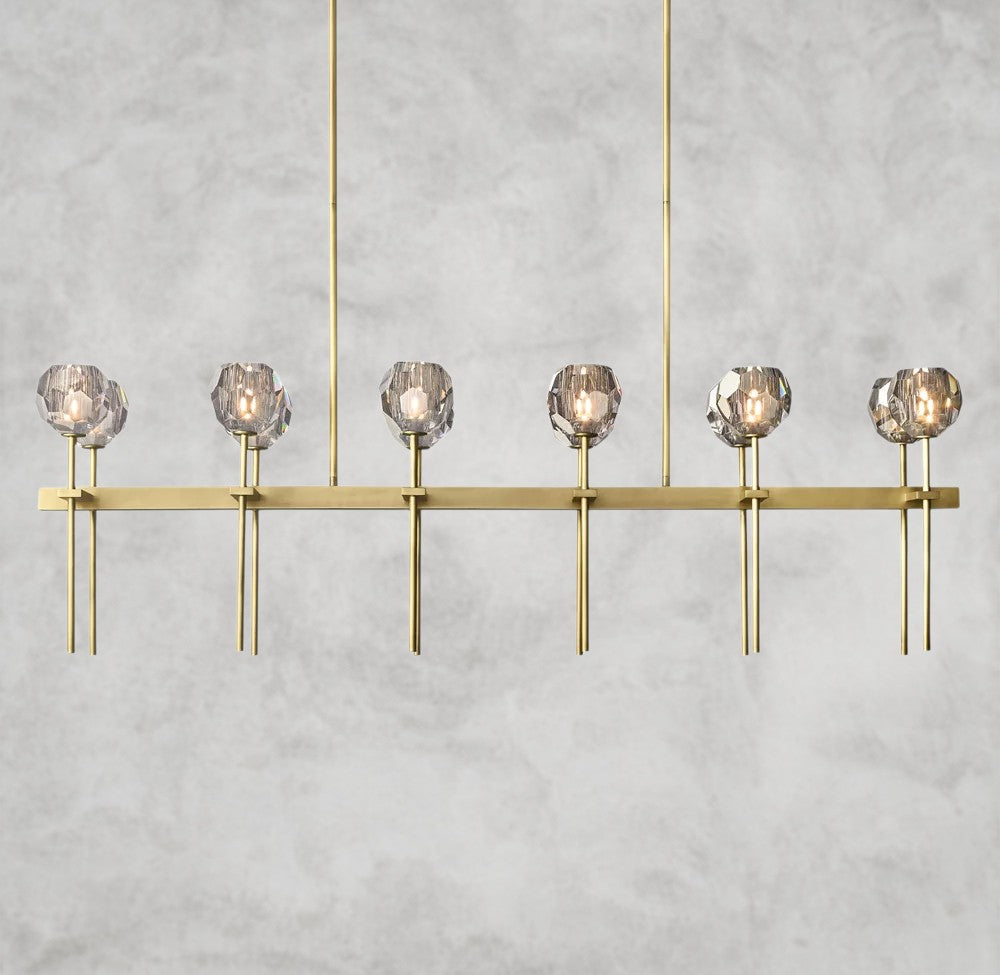 Boule De Cristal Double Linear Chandelier 60"